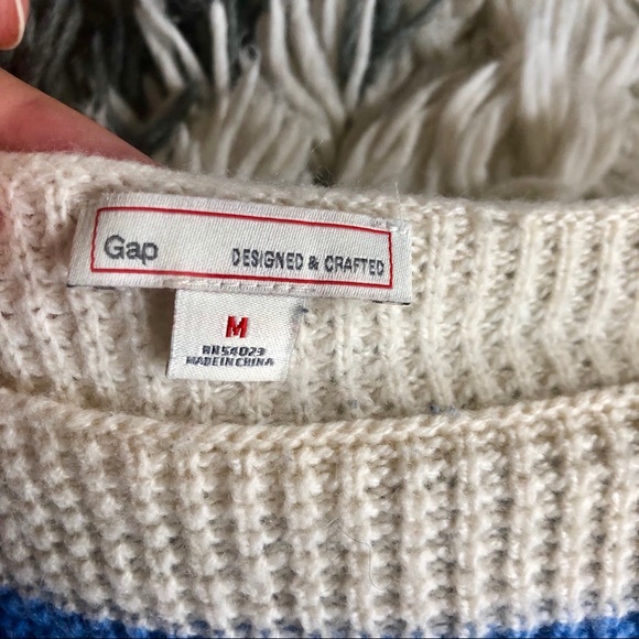 GAP White and Blue Boatneck Striped Sweater - Size M - Picture 5 of 5